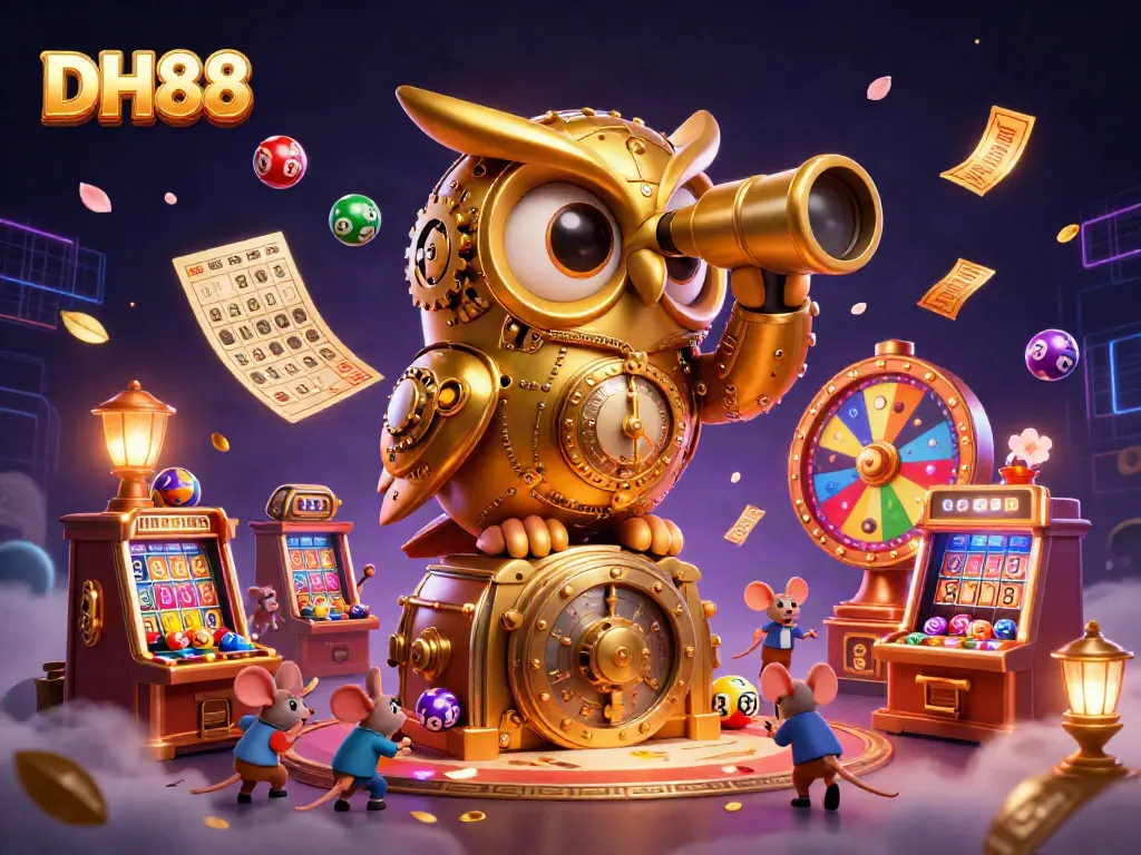 Engage in thrilling gameplay at DH88 casino, featuring a cartoon owl and vibrant lottery dynamics.