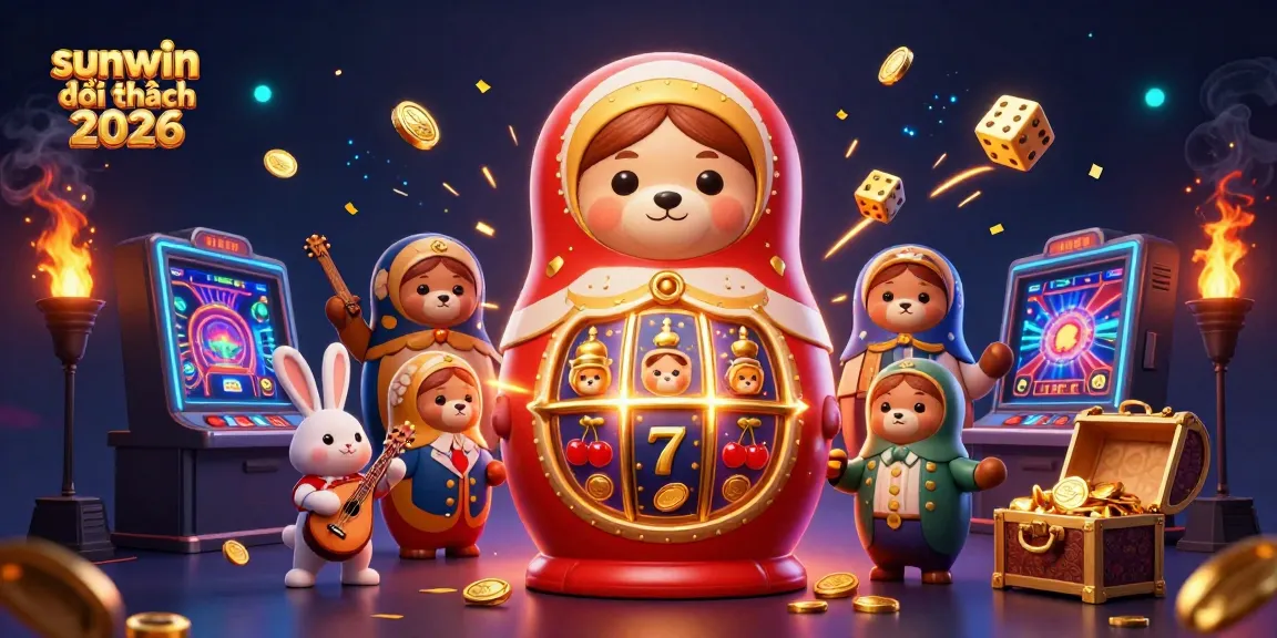 Engage in sunwin đổi thưởng 2026 with a vibrant 3D illustration featuring playful casino elements and characters.