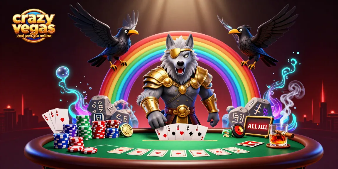Experience crazyvegas real pokies online with Norse-inspired characters and vibrant casino elements.