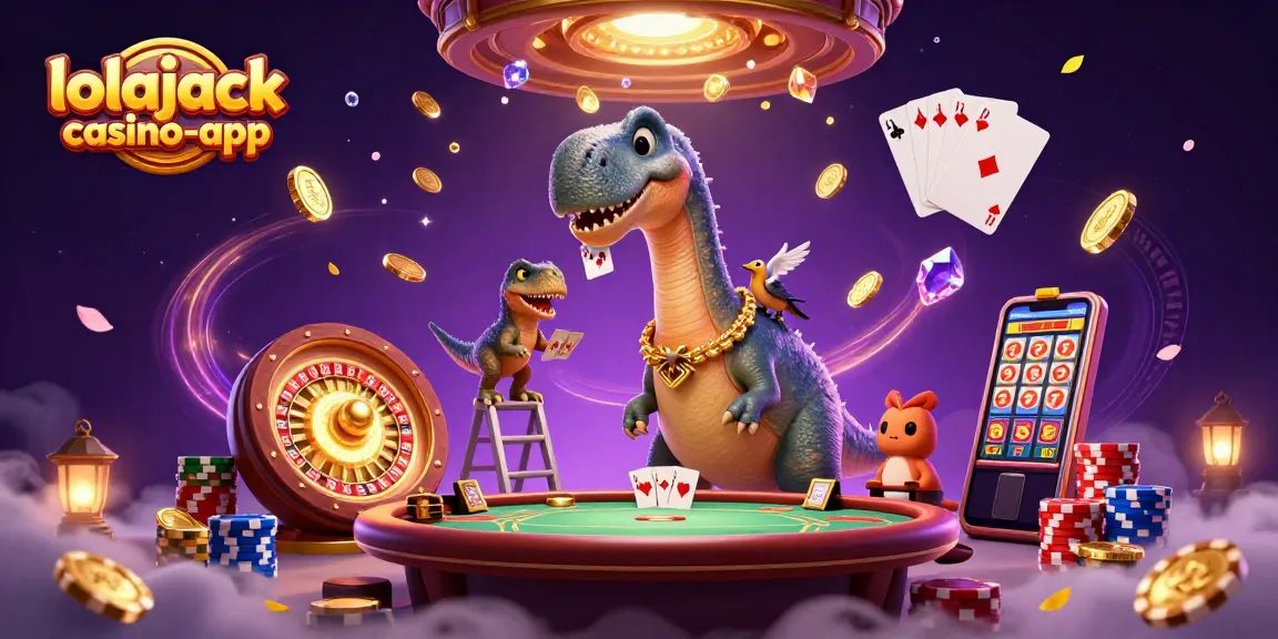 Experience the thrill with the lolajack casino-app in this vibrant 3D gambling scene featuring dynamic characters and elements.